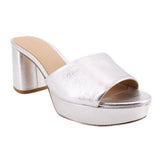 VERONICA BEARD BLOCK HEELS SILVER 7 US