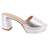 VERONICA BEARD BLOCK HEELS SILVER 7 US