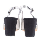 CHANEL WOVEN SLINGBACK HEELS SILVER 39 EU | 8 US