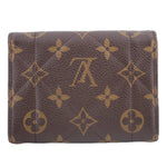 Monogram compact wallet front, dark brown with gold LV and floral pattern