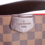 LOUIS VUITTON Graceful MM Damier Ebene bag with branded leather label front center