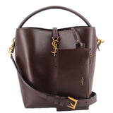 SAINT LAURENT LE 37 BUCKET SHOULDER BAGS BROWN