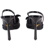 Prada black slingback heels, back view with stiletto heel and strap