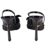 Prada black slingback heels, back view with stiletto heel and strap