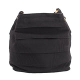 FERRAGAMO GROSGRAIN BUCKET SHOULDER BAGS BLACK