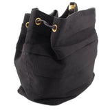 FERRAGAMO GROSGRAIN BUCKET SHOULDER BAGS BLACK