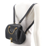 CHANEL MINI LOGO QUILTED BACKPACKS BLACK