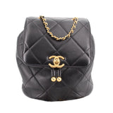 CHANEL MINI LOGO QUILTED BACKPACKS BLACK