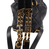 CHANEL MINI LOGO QUILTED BACKPACKS BLACK