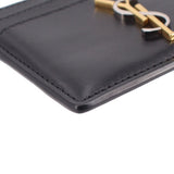 SAINT LAURENT TRI COLOR CARD WALLETS BLACK