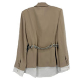 CINQ A SEPT ONE BUTTON BLAZERS TAN XS