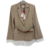 CINQ A SEPT ONE BUTTON BLAZERS TAN XS