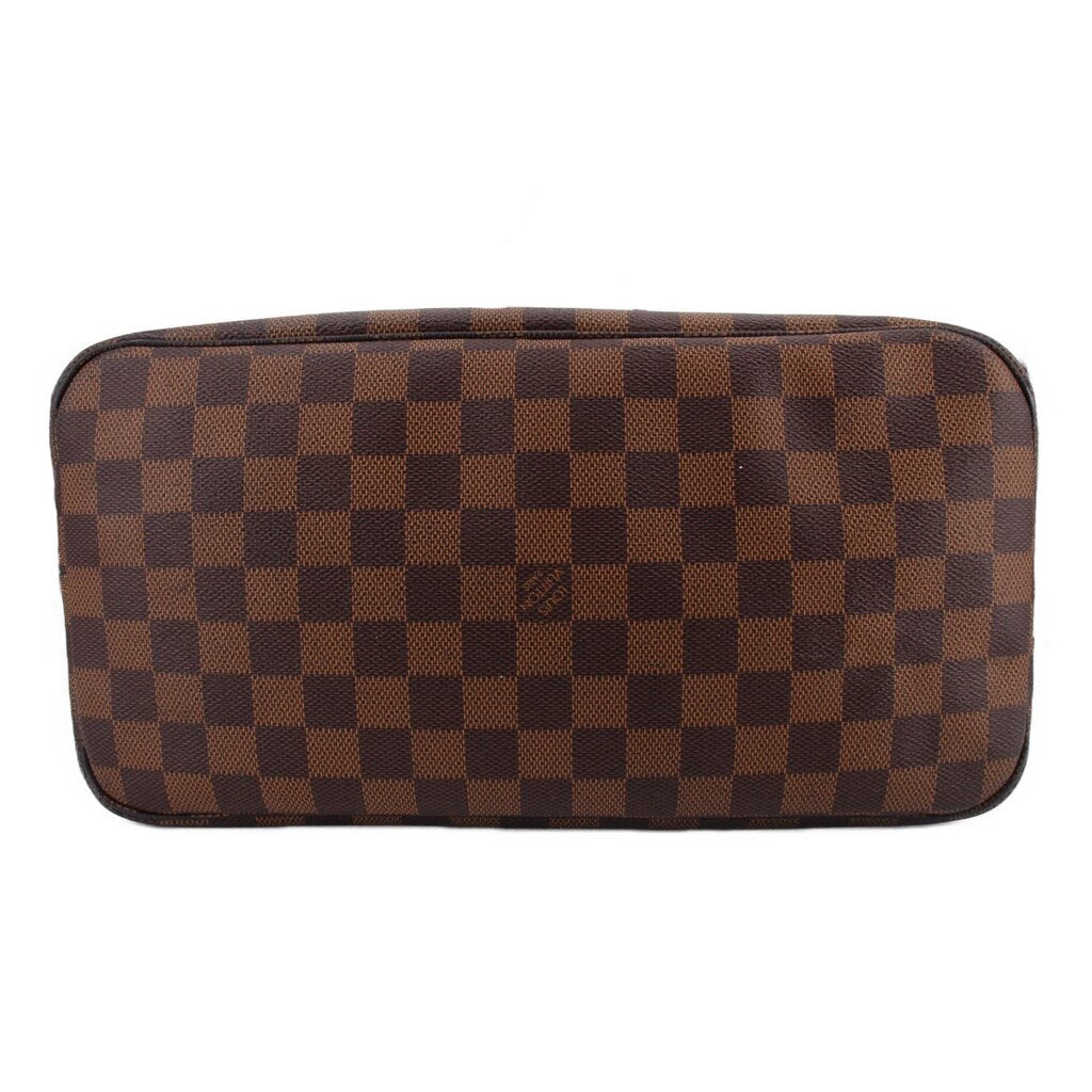 Damier Ebene check zip pouch with rounded corners and dark border trim