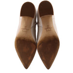 Cream leather ankle booties with pointed toe, interior lining and outsole