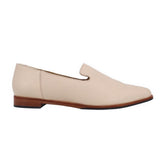 Cream pointed flats with side slit collar and brown low heel