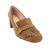VINCE CAMUTO SUEDE FRINGE LOAFER HEELS BROWN 7.5 US