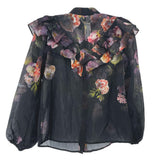 AQUA PRINT TOPS BLACK XS