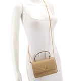 TORY BURCH KIRA TOP HANDLE CHAIN WALLET CROSSBODYS NUDE
