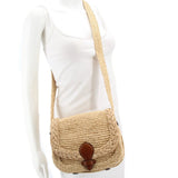 RALPH LAUREN RAFFIA SMALL COLBIE MESSENGER CROSSBODYS NATURAL