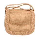 Natural raffia small crossbody bag with top handle and woven front pocket flap