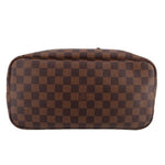 Damier Ebene Neverfull MM tote bag, flat top view showing checkered fabric base