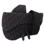 DIOR oblique jacquard saddle crossbody bag, black monogram print with strap