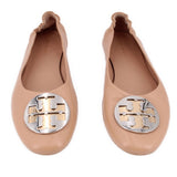 TORY BURCH REVA TRAVEL BALLET FLATS NUDE 9 US