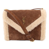 YSL GABY ENVELOPE FLAP SHEARLING CROSSBODYS BROWN