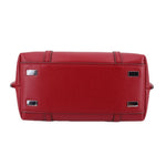 Red mini tote bag bottom with metal feet