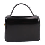 Black leather small top-handle bag with smooth front panel