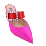 SJP SATIN HEELS PINK/RED 37.5 EU | 7.5 US
