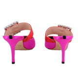 SJP SATIN HEELS PINK/RED 37.5 EU | 7.5 US