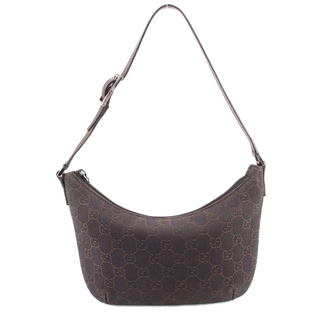 GUCCI brown GG monogram hobo shoulder bag with curved top and shoulder strap