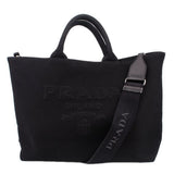 PRADA CANVAS DRILL TOTES BLACK
