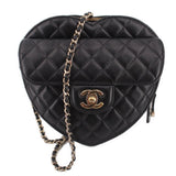 CHANEL CC IN LOVE QUILTED HEART CROSSBODYS BLACK