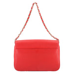 TORY BURCH red leather crossbody bag with top flap and short chain strap