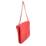 TORY BURCH red pebbled leather crossbody bag with chain strap and flap closure