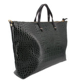 CLARE V CROC EMBOSSED CROSSBODYS GREEN
