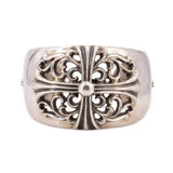 CHROME HEARTS FLORAL CROSS CUFF BRACELETS STERLING