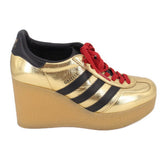 GUCCI X ADIDAS WOMEN'S GAZELLE WEDGE SNEAKERS GOLD 37 EU | 7 US