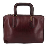 Oxblood slim leather satchel bag with top handles and front pocket strap