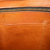 Coach vintage marketing tote interior with zipper and tan leather stitching