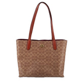 COACH WILLOW TOTES BROWN SIGNATURE