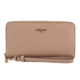 COACH CROSSGRAIN LONG ZIP AROUND WALLETS TAUPE