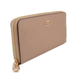 COACH CROSSGRAIN LONG ZIP AROUND WALLETS TAUPE