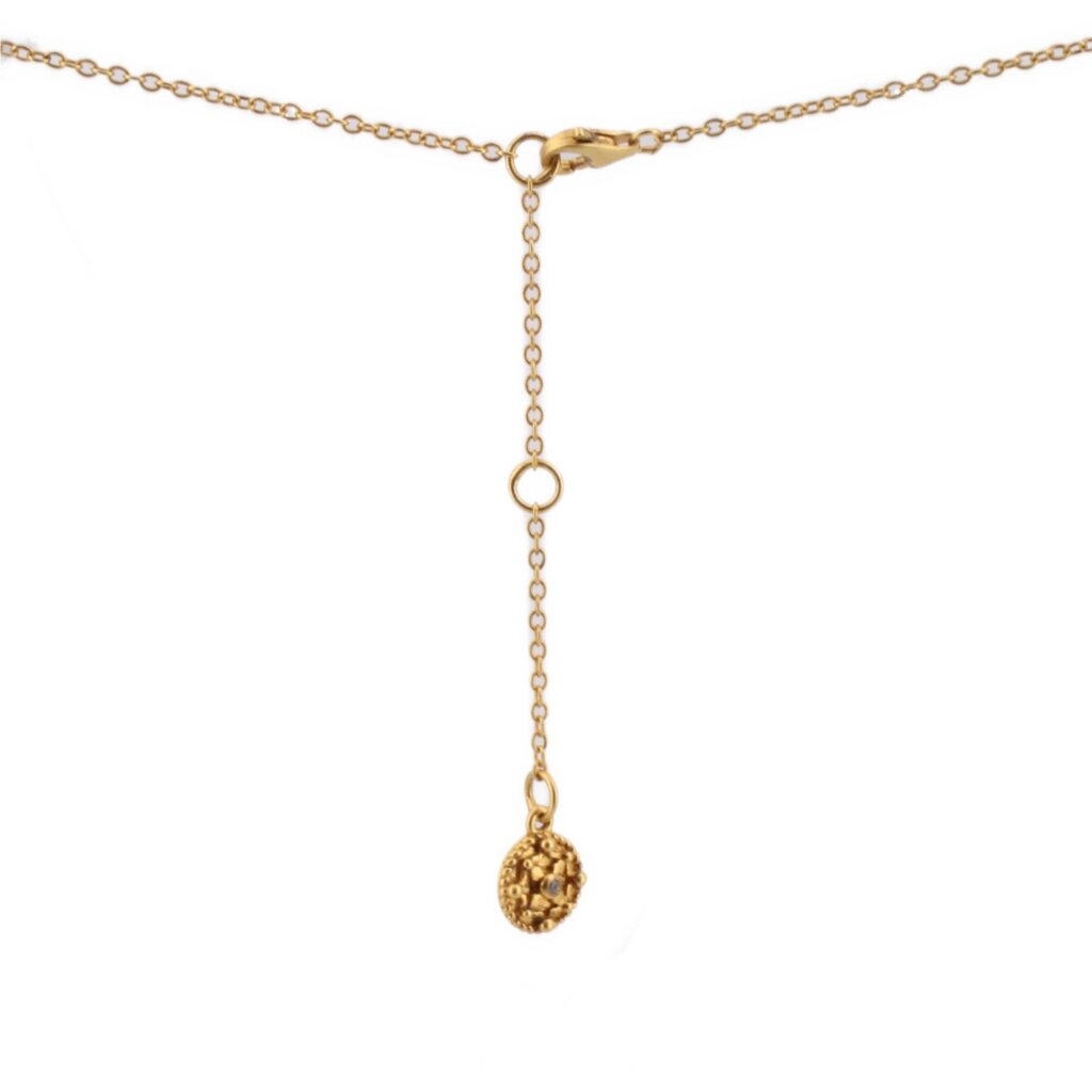 Gold vermeil necklace with teardrop charm on a long chain