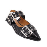STEVE MADDEN BUCKLE FLATS BLACK 9 US