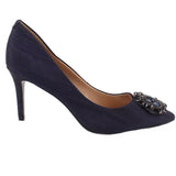 KARL LAGERFELD JEWELED HEELS NAVY 8 US