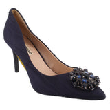KARL LAGERFELD JEWELED HEELS NAVY 8 US