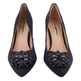 KARL LAGERFELD JEWELED HEELS NAVY 8 US